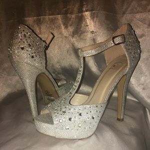 Silver Rhinestone Heel